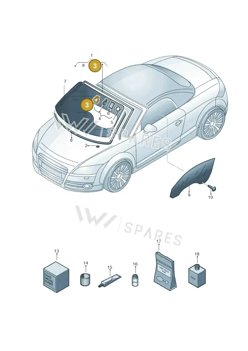 8N7845543 — Audi TT Coupe/Roadster 08> (2007-) diagram 609845100, position 3