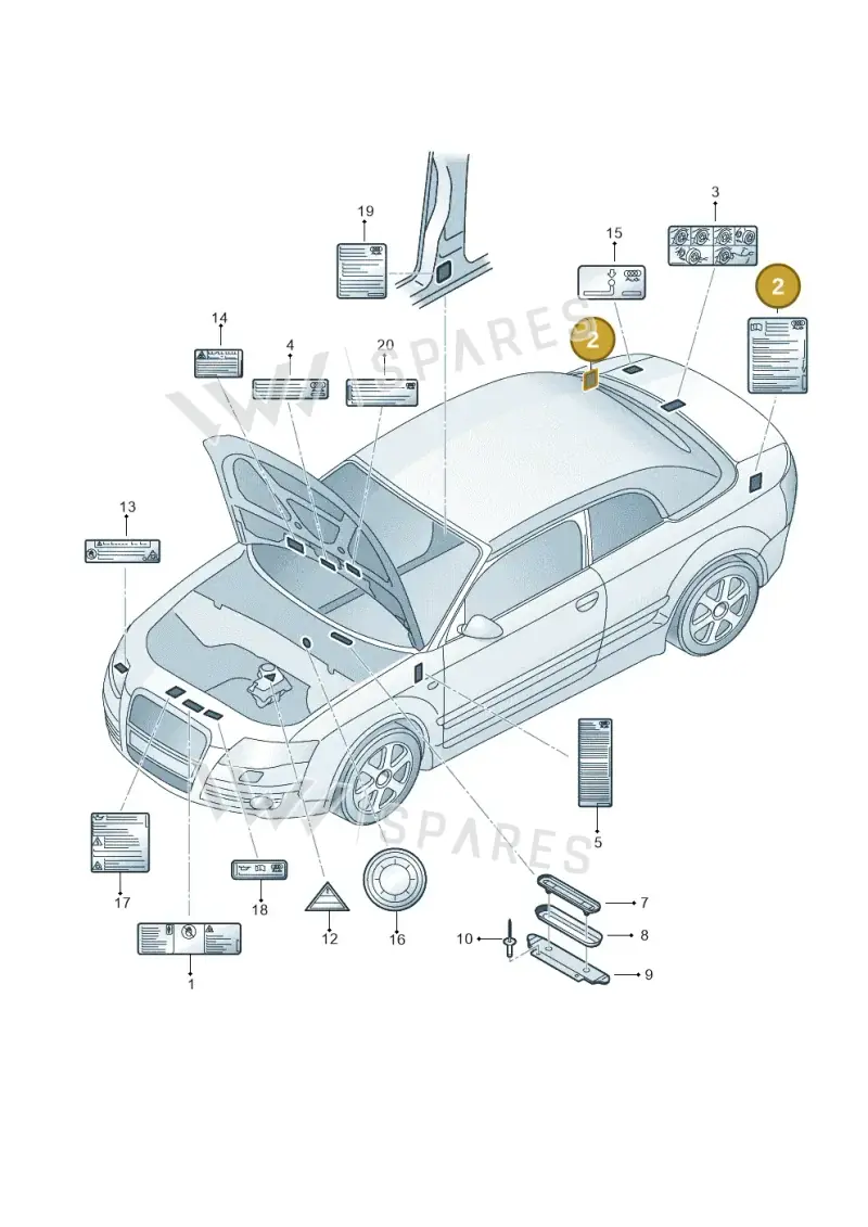 8P0010412R — Audi A8/S8/qu. lang    08> (2007-) diagram 492010050, position 2