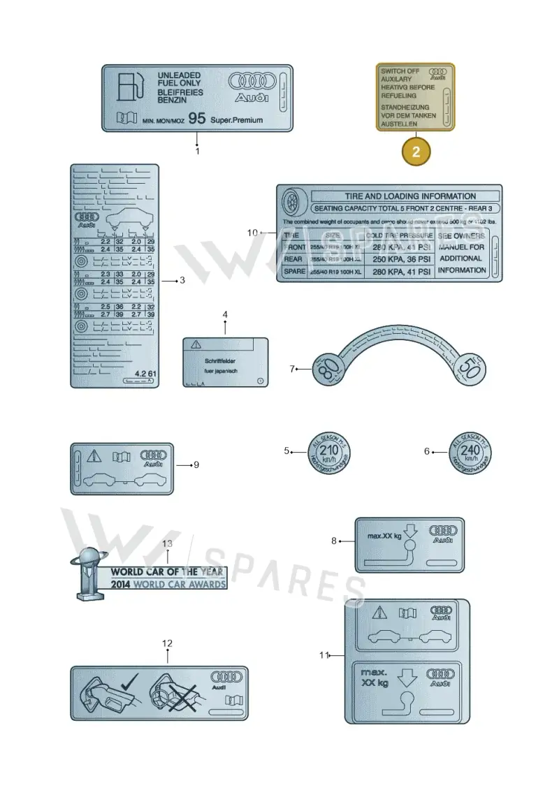 8P0010412R — Audi A3 Sportback (2012-2016) diagram 745010200, position 2