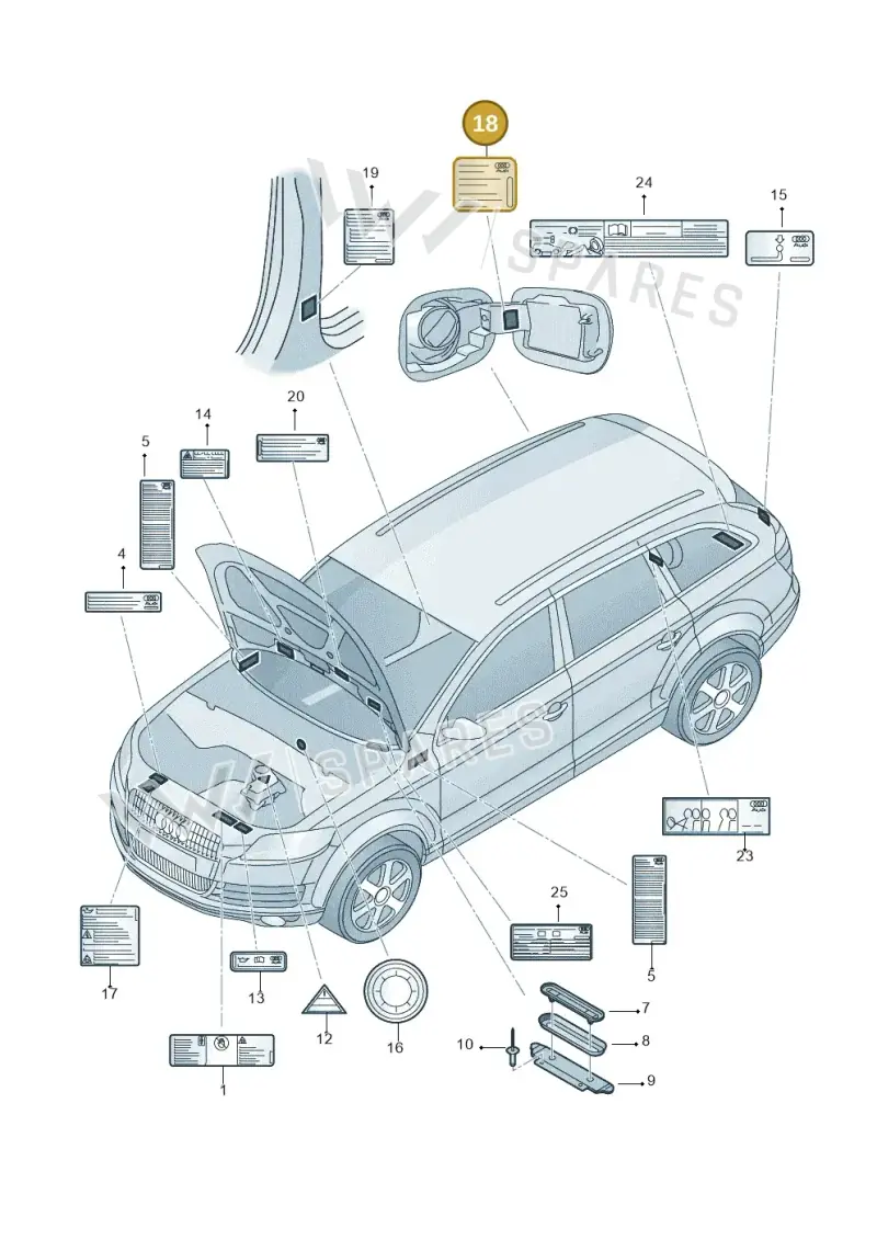 8P0010412S — Audi Q7 qu. 3.0 TDI (2009-2015) diagram 493010050, position 18