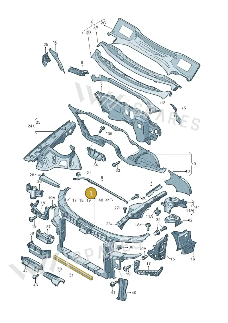 8P0805588M — Audi RS3 Sportback (2011-2012) diagram 412805000, position 1