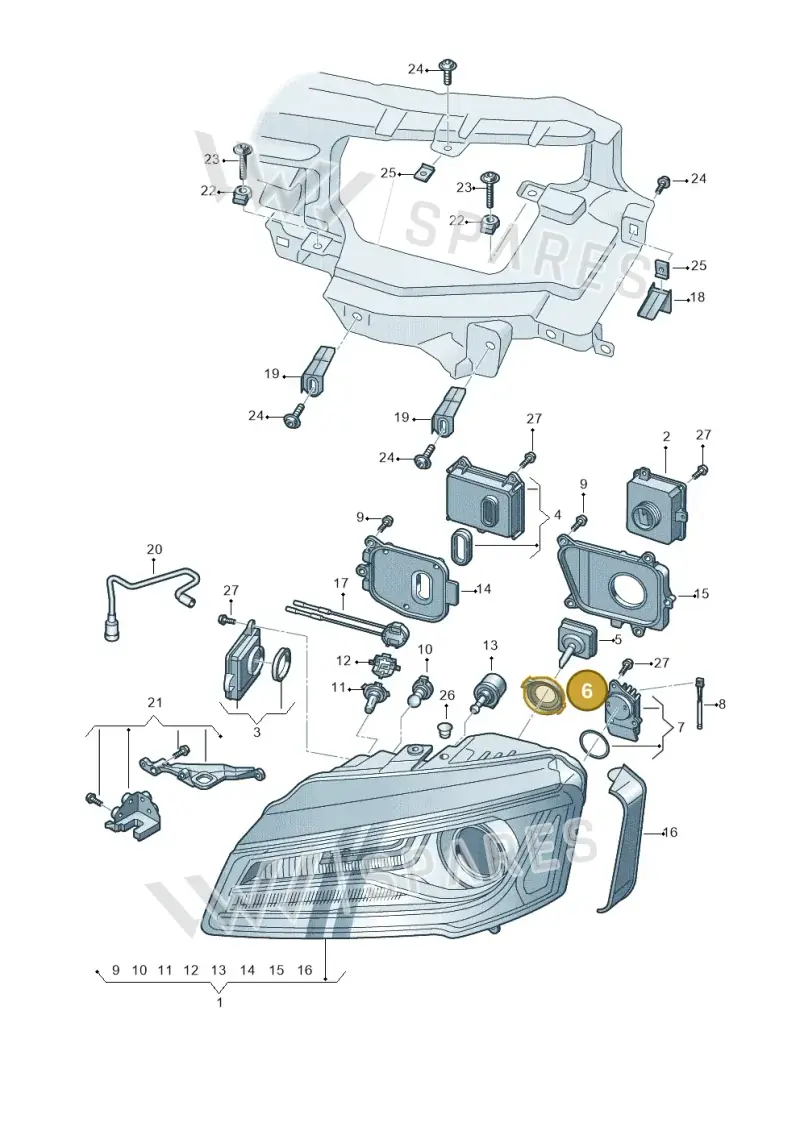 8P0941621 — Audi A8L qu. 3.0 TDI (2013-2018) diagram 771941050, position 6
