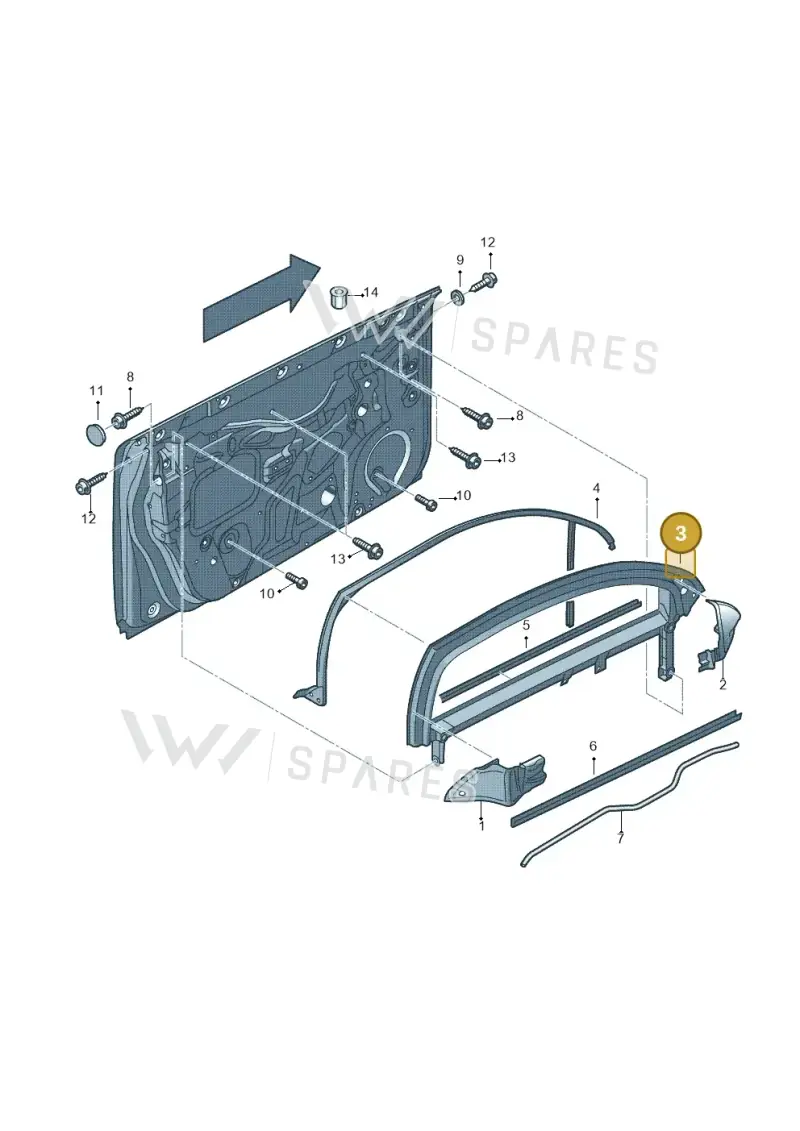 8P3837629A — Audi A3 Sportback (2008-2013) diagram 412837400, position 3