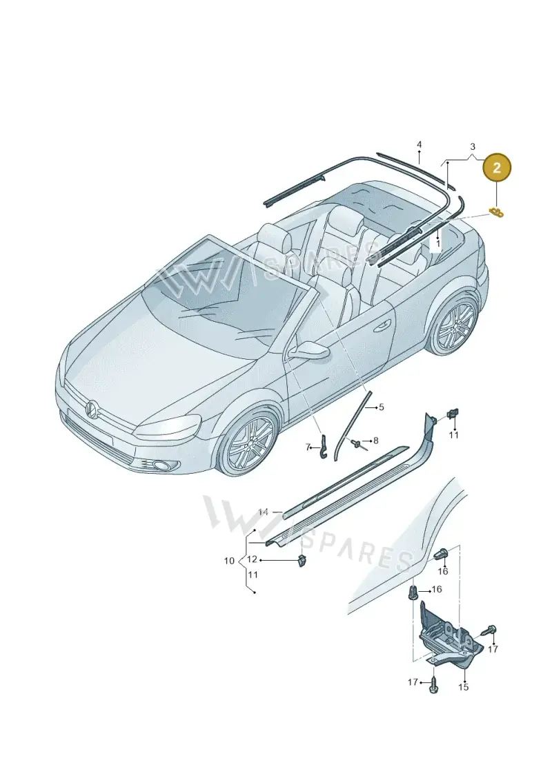 8P7845339A — Volkswagen Golf Cabriolet (2011-2016) diagram 718853300, position 2