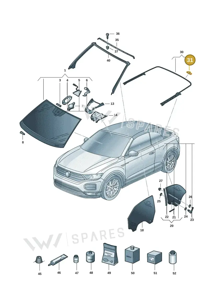 8P7845339A — Volkswagen T-Roc Cabriolet (2019-2025) diagram 2gk845000, position 31