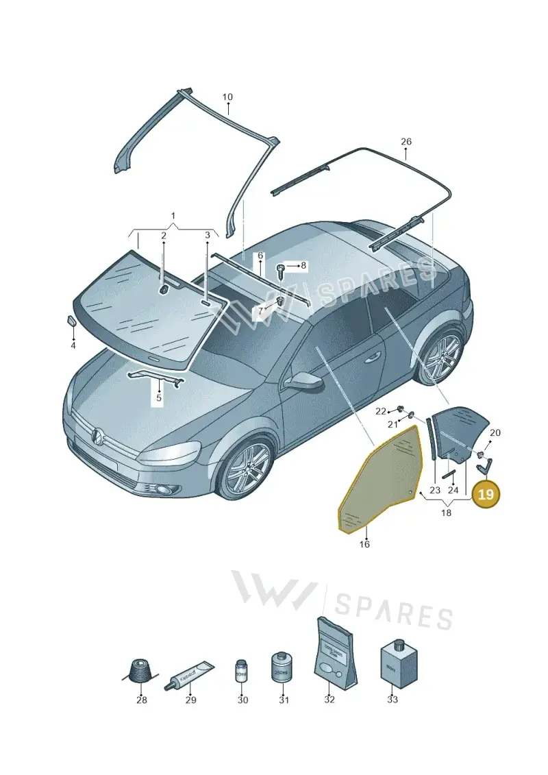 8P7845458 — Volkswagen Golf Cabriolet (2011-2016) diagram 718845000, position 19