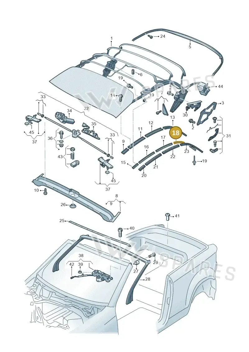 8P7871387 — Volkswagen T-Roc Cabriolet (2019-2025) diagram 718871100, position 18