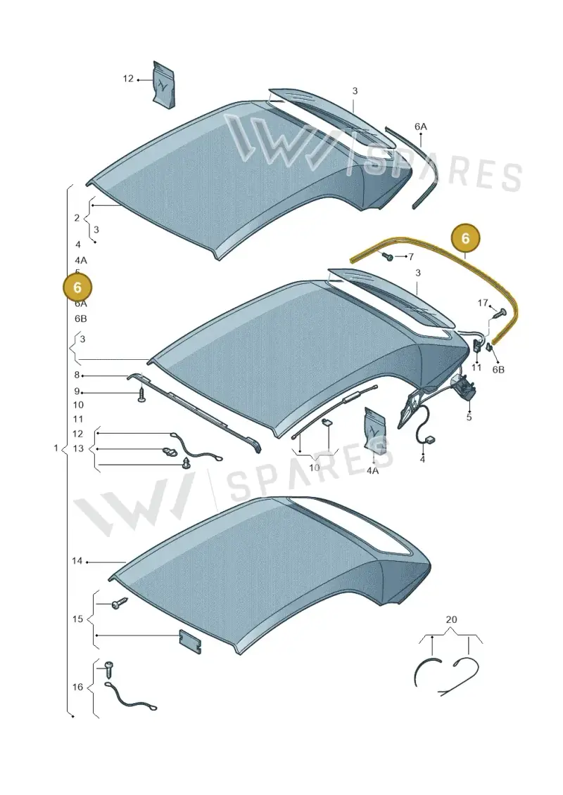 8P7871553A — Volkswagen T-Roc Cabriolet (2019-2025) diagram 718871000, position 6