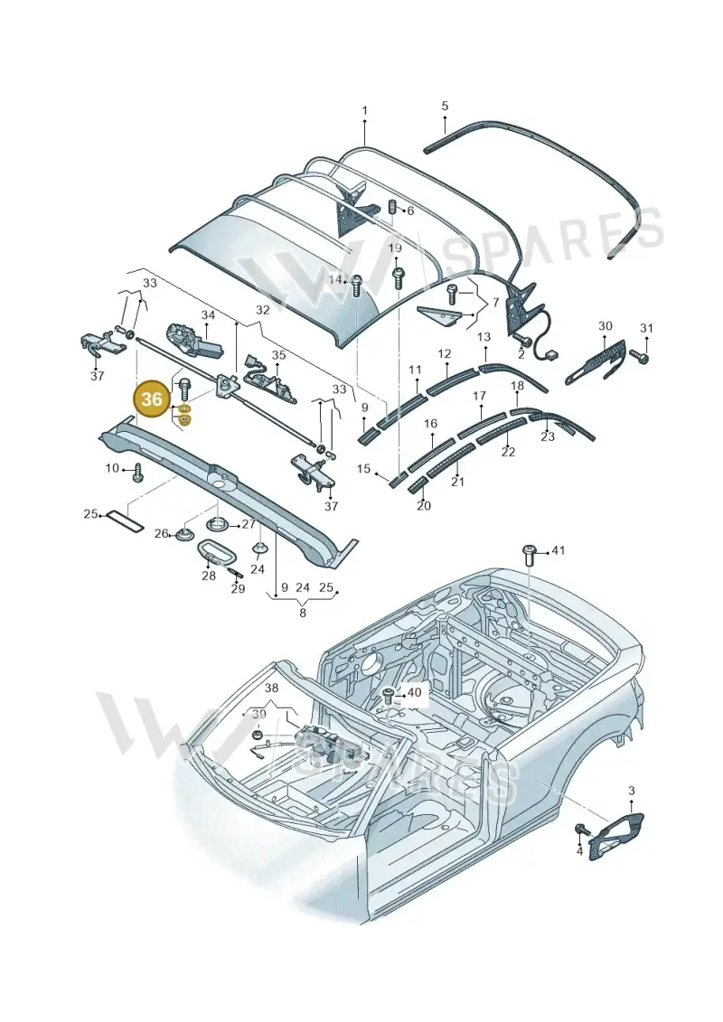 8P7898052 — Audi A3 Cab. 2.0 TDI (2007-2013) diagram 642871100, position 36