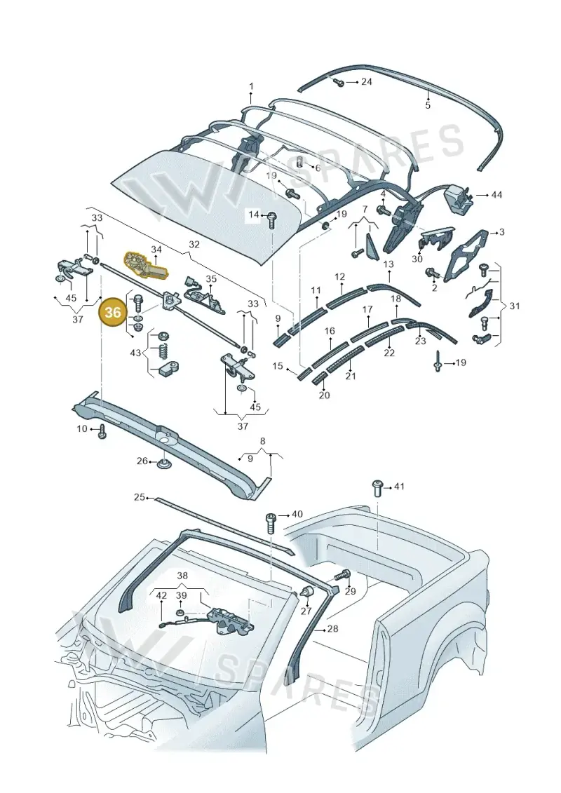 8P7898052 — Volkswagen T-Roc Cabriolet (2019-2025) diagram 718871100, position 36