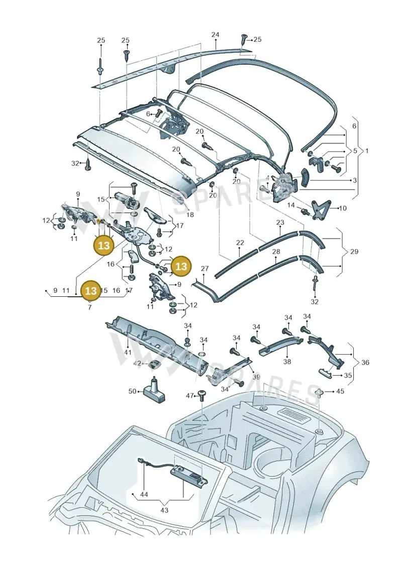 8P7898900 — Volkswagen Beetle Cabriolet (2016-2019) diagram 716871100, position 13