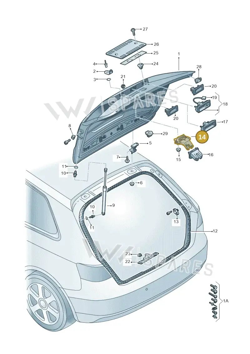 8R0827505A — Audi A3 Sportback (2016-2020) diagram 745827000, position 14