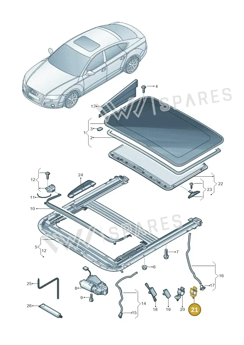 8R0877244 — Audi A7 Sportback (2014-2018) diagram 711877000, position 21
