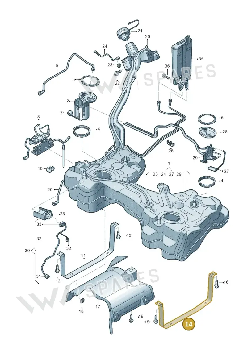 8S0201653 — Audi A3 Sportback (2019-2021) diagram 596201100, position 14