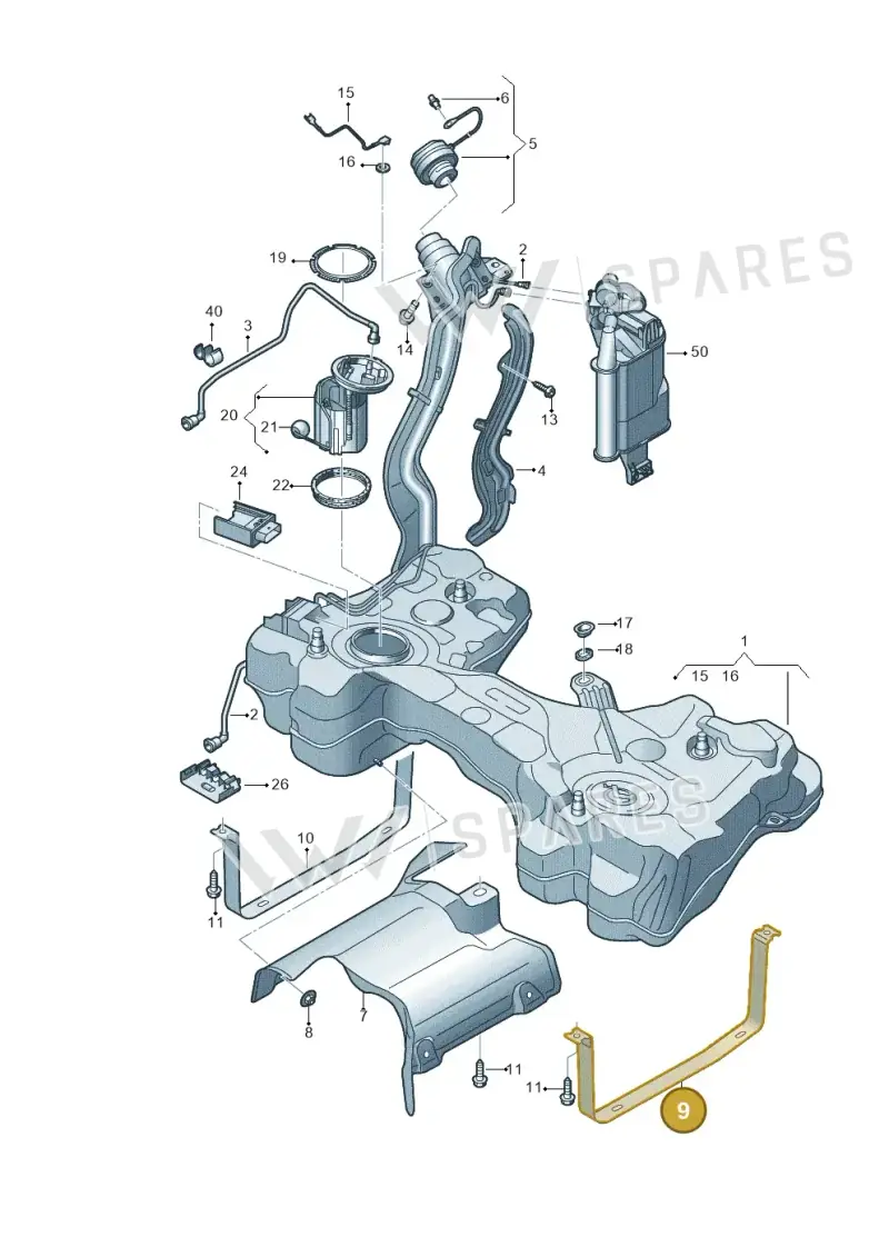 8S0201653 — Audi A3 Sportback (2019-2021) diagram 596201170, position 9
