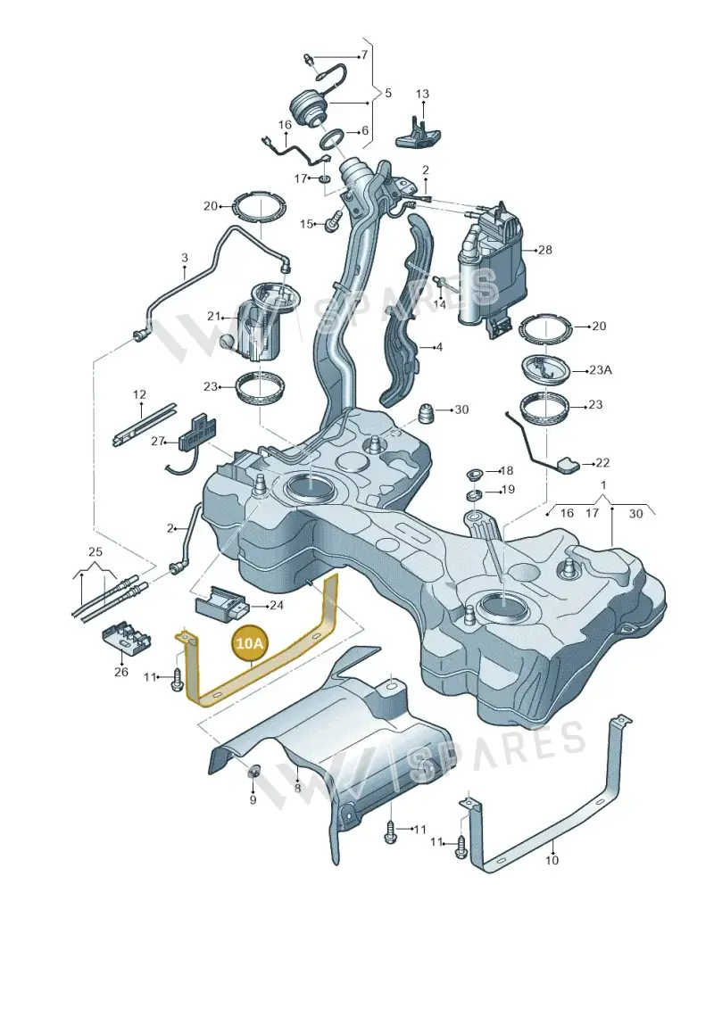 8S0201654 — Audi TTS Coupe 2.0 (2014-2023) diagram 746201470, position 10A