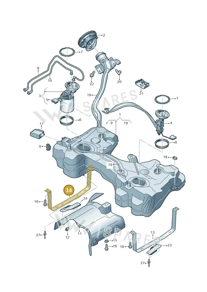 8S0201654 — Audi TTS Coupe 2.0 (2014-2023) diagram 850201280, position 14