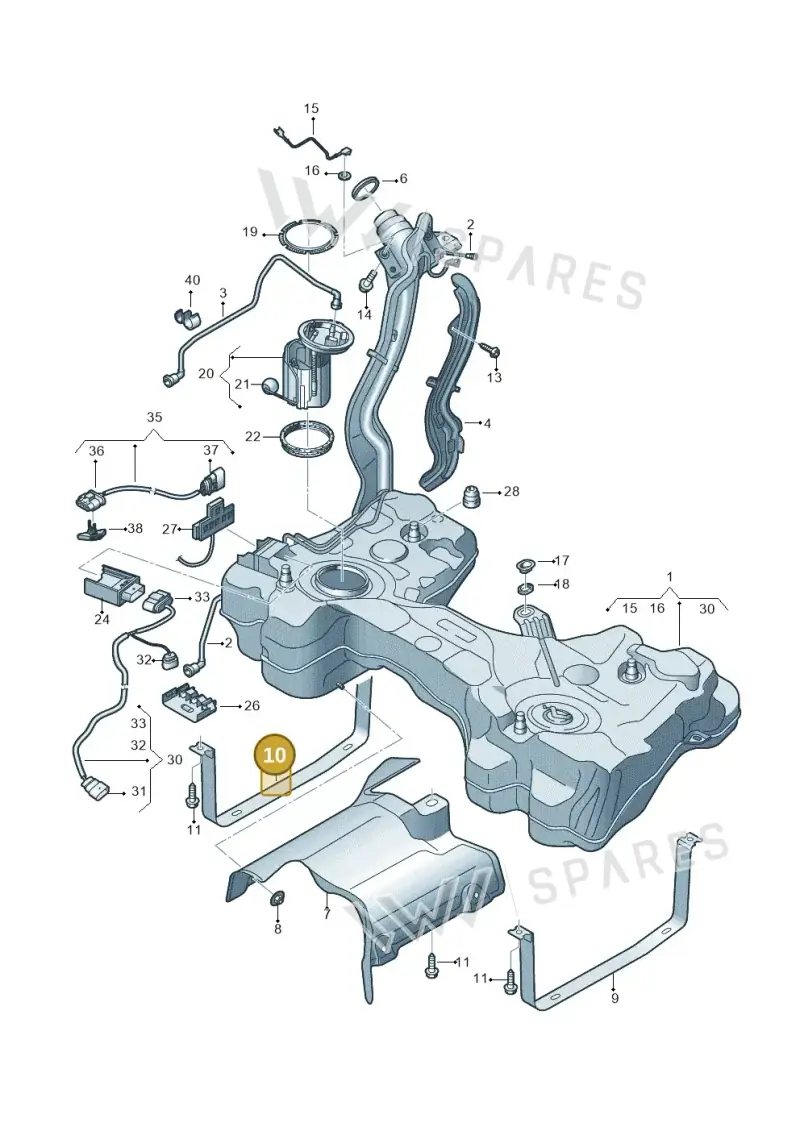8S0201654 — Audi TTRS Coupe (2016-2023) diagram 898201250, position 10
