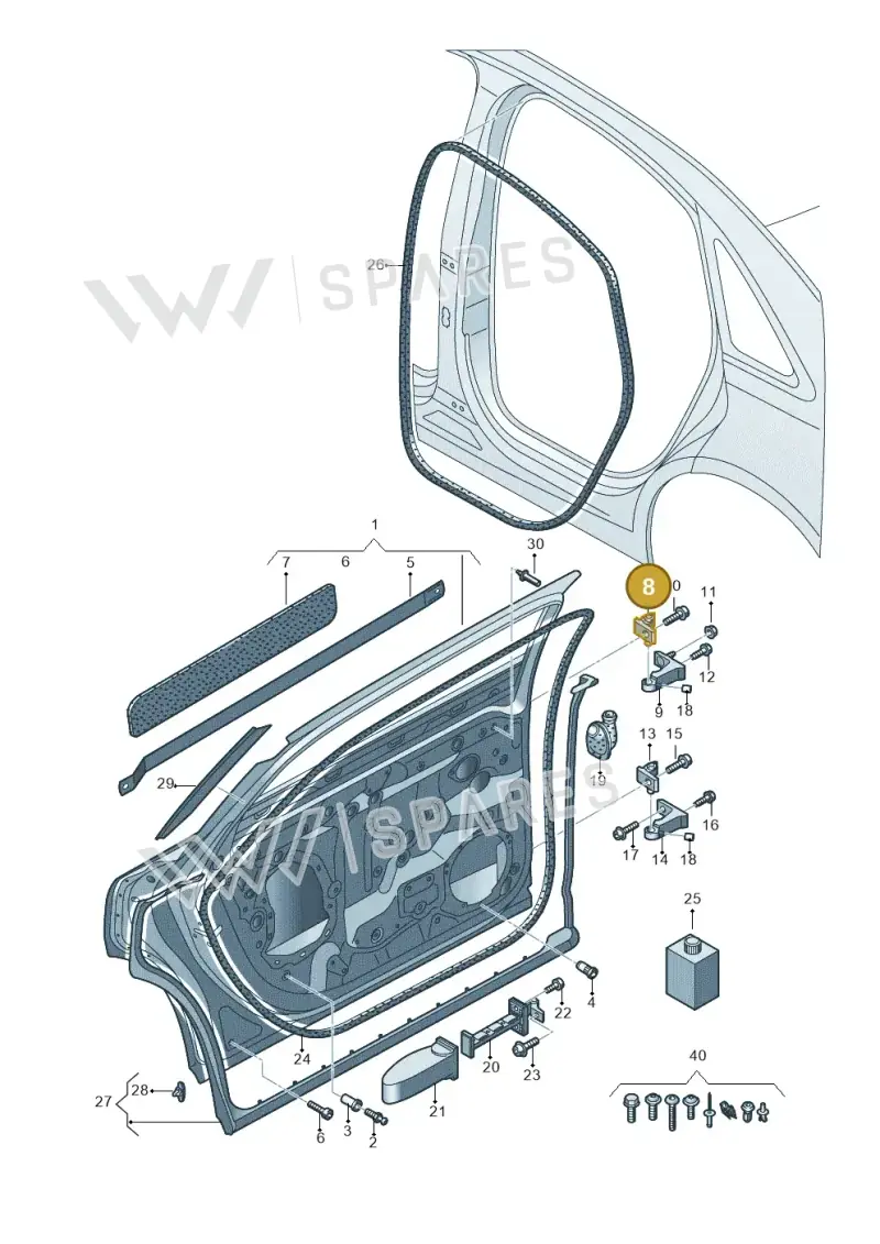 8S0833407A — Audi A8L (2017-2022) diagram 838833100, position 8