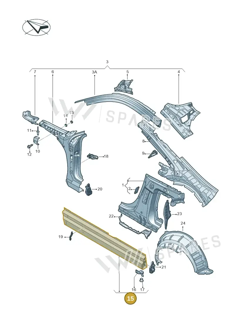 8S8809377A — Audi TT RS (2016-2023) diagram 850809000, position 15