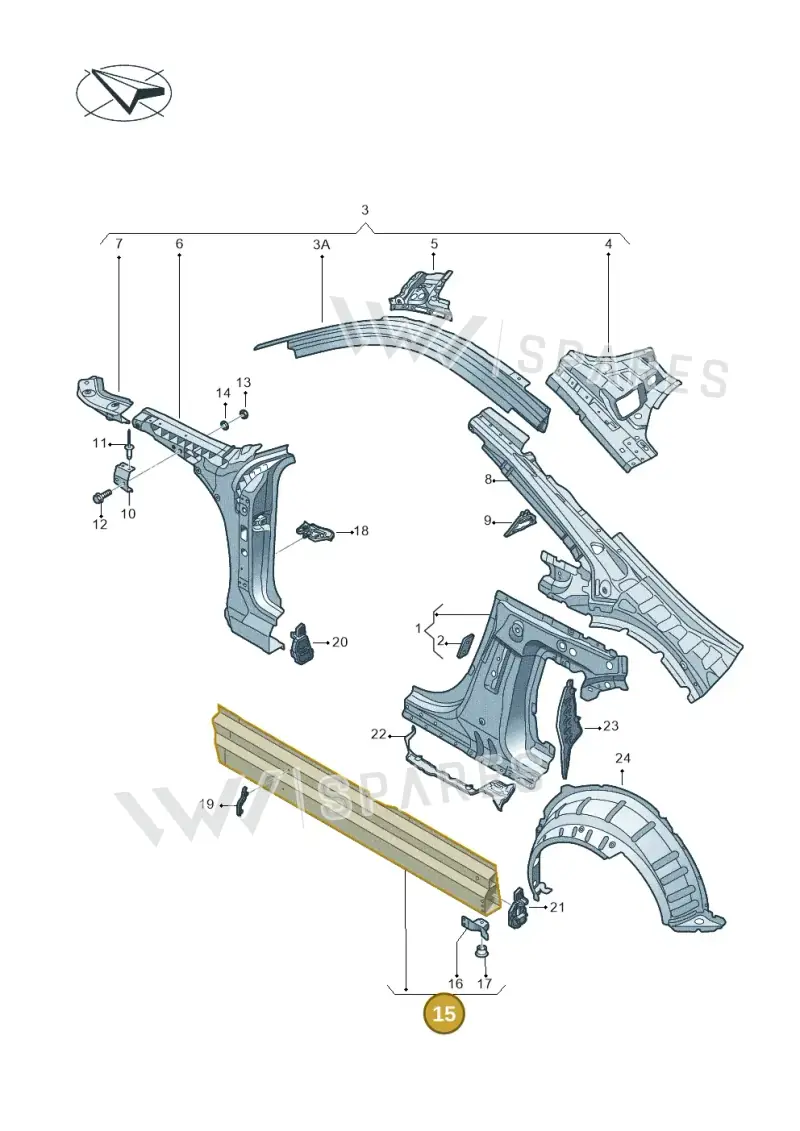 8S8809378A — Audi TT RS (2016-2023) diagram 850809000, position 15