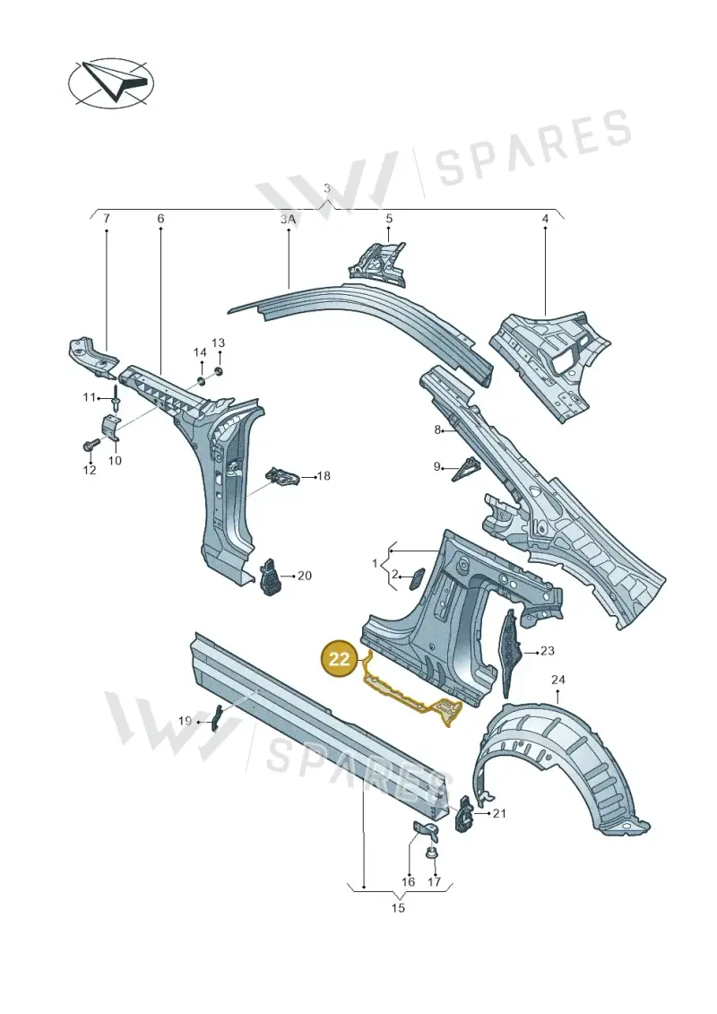 8S8809698A — Audi TT RS (2016-2023) diagram 850809000, position 22