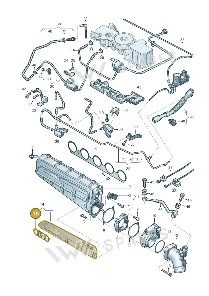 8T0103940A — Audi A3 Sportback (2019-2021) diagram 596133632, position 15
