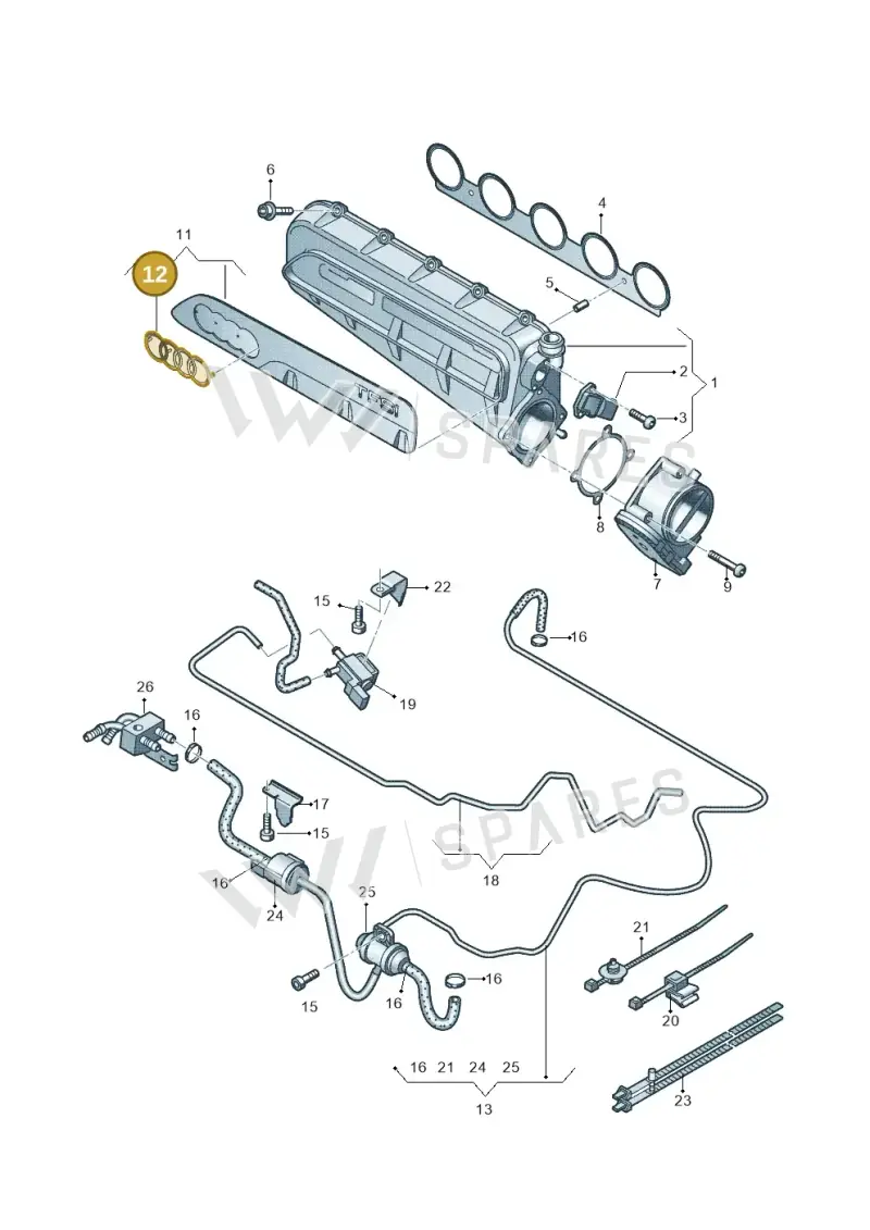 8T0103940A — Audi RS3 Sportback (2015-2016) diagram 676133320, position 12