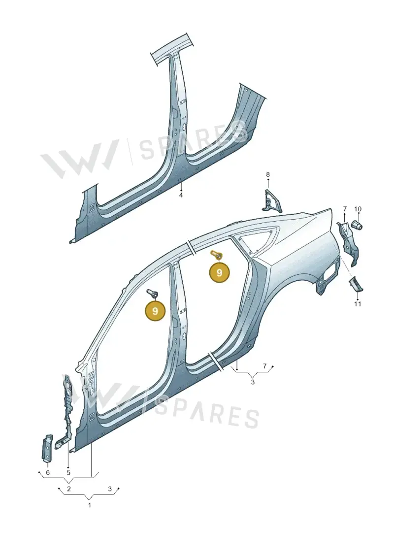 8T0877449 — Audi RS5 Sportback (2017-) diagram 847809051, position 9