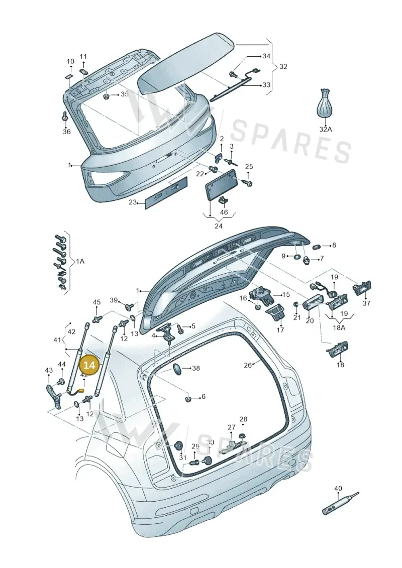 8U0827552A — Audi Q3 1.4 (2016-) diagram 728827000, position 14