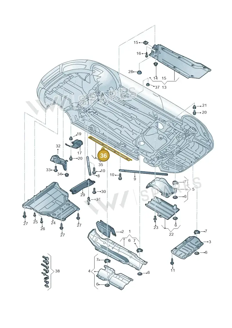8U0853831B — Audi A3 Cabrio (2016-2020) diagram 891825000, position 36