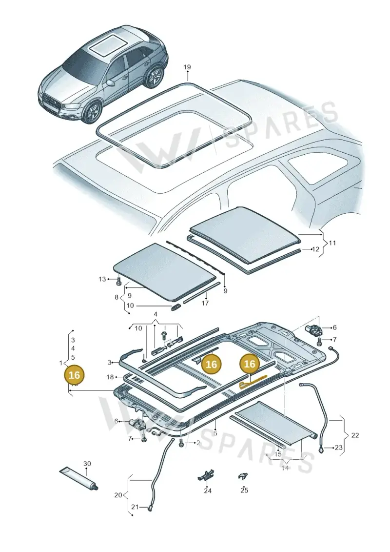 8U0898870 — Audi Q3 1.4 (2016-) diagram 728877000, position 16