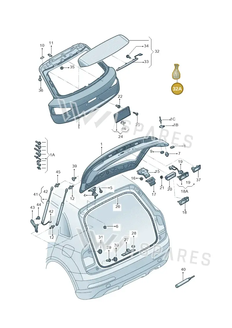 8U0898941A — Audi Q3 quattro 2.0 (2016-2019) diagram 895827000, position 32A