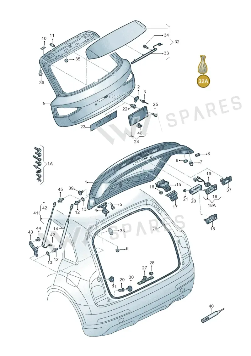 8U0898941A — Audi Q3 1.4 (2016-) diagram 728827000, position 32A