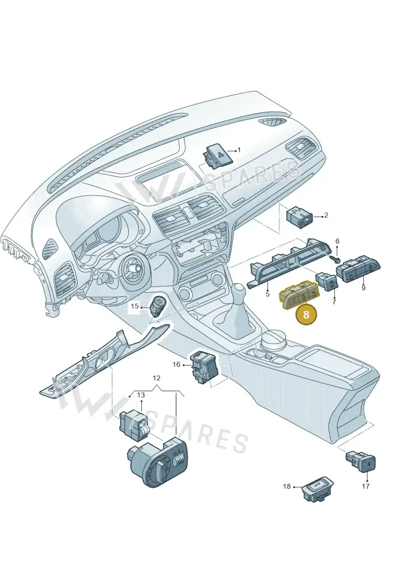 8U0959673B5PR — Audi Q3 (2014-2019) diagram 728941500, position 8