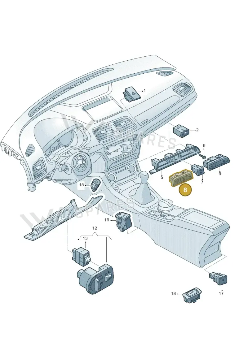 8U0959673E5PR — Audi Q3 (2014-2019) diagram 728941500, position 8