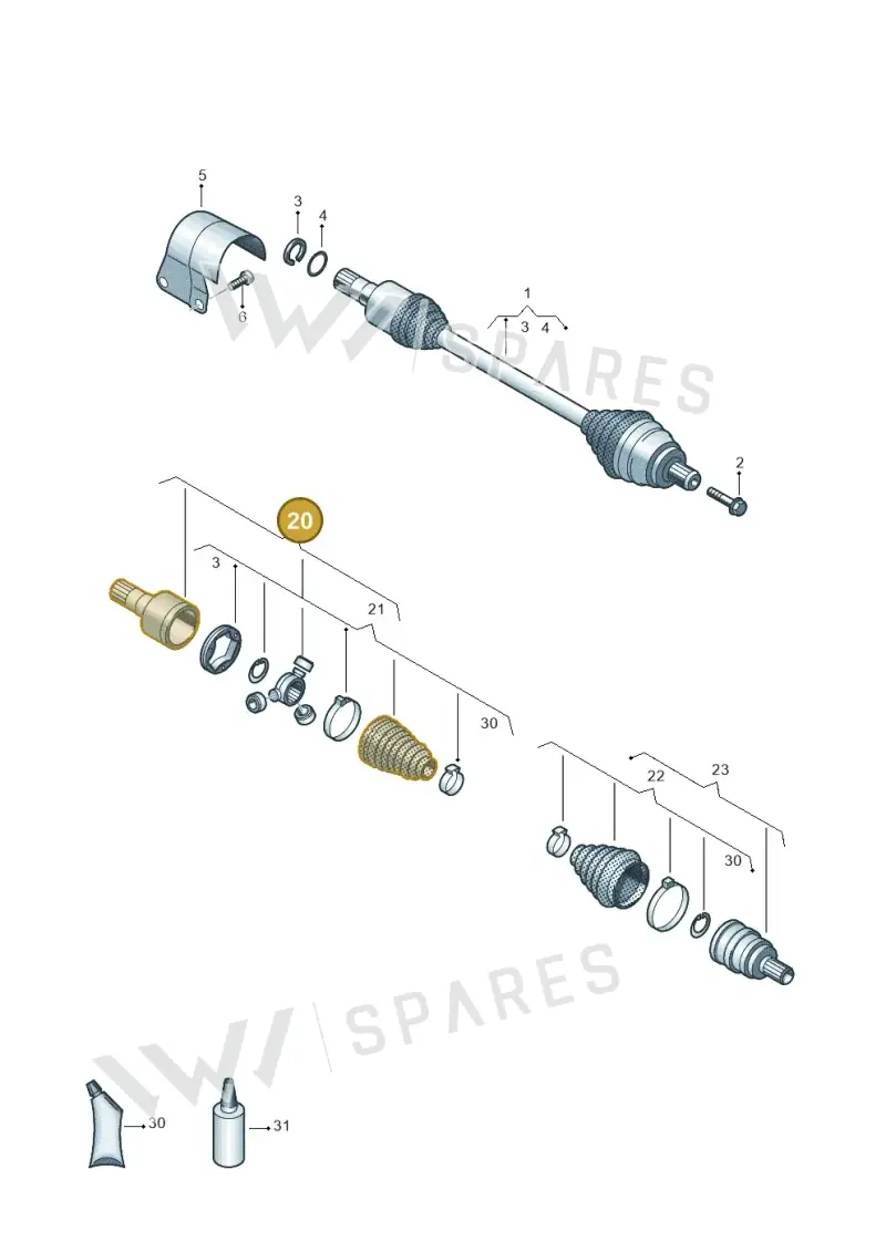 8V0498103A — Audi Q3 quattro (2018-2019) diagram 884407600, position 20