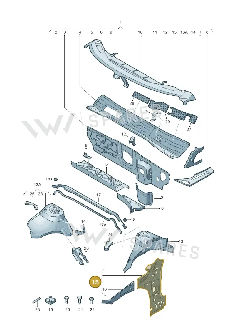 8V0802124TA — Audi RS3 Limousine (2017-2020) diagram 745805500, position 15