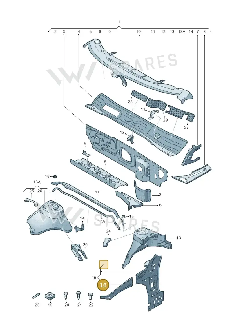 8V0809147A — Audi RS3 Limousine (2017-2020) diagram 745805500, position 16