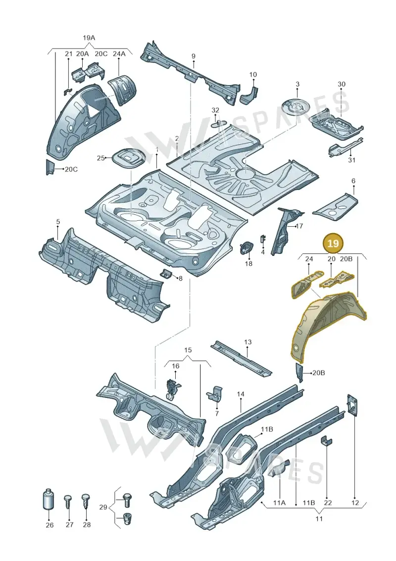 8V0809851TA — Audi RS3 Limousine (2017-2020) diagram 858803100, position 19