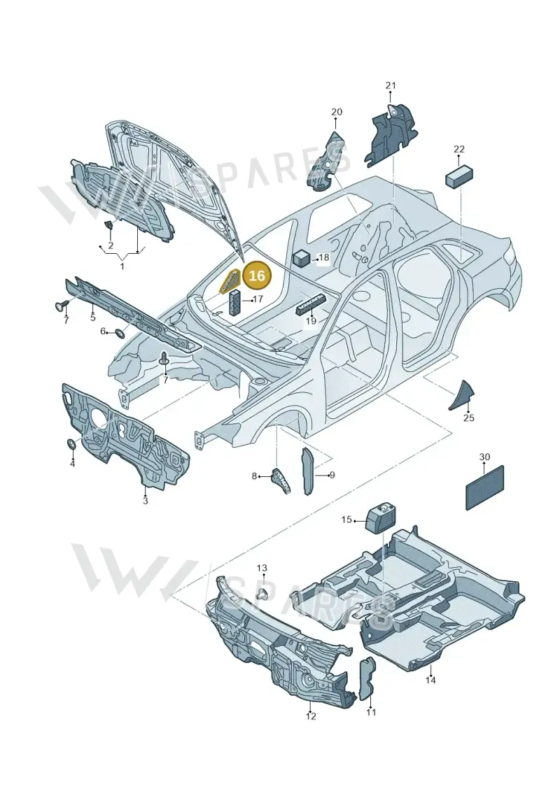 8V0863501 — Audi RS3 Sportback (2015-2016) diagram 858863200, position 16