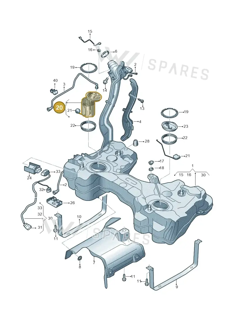 8V0919087B — Audi TT RS (2016-2023) diagram 898201200, position 20