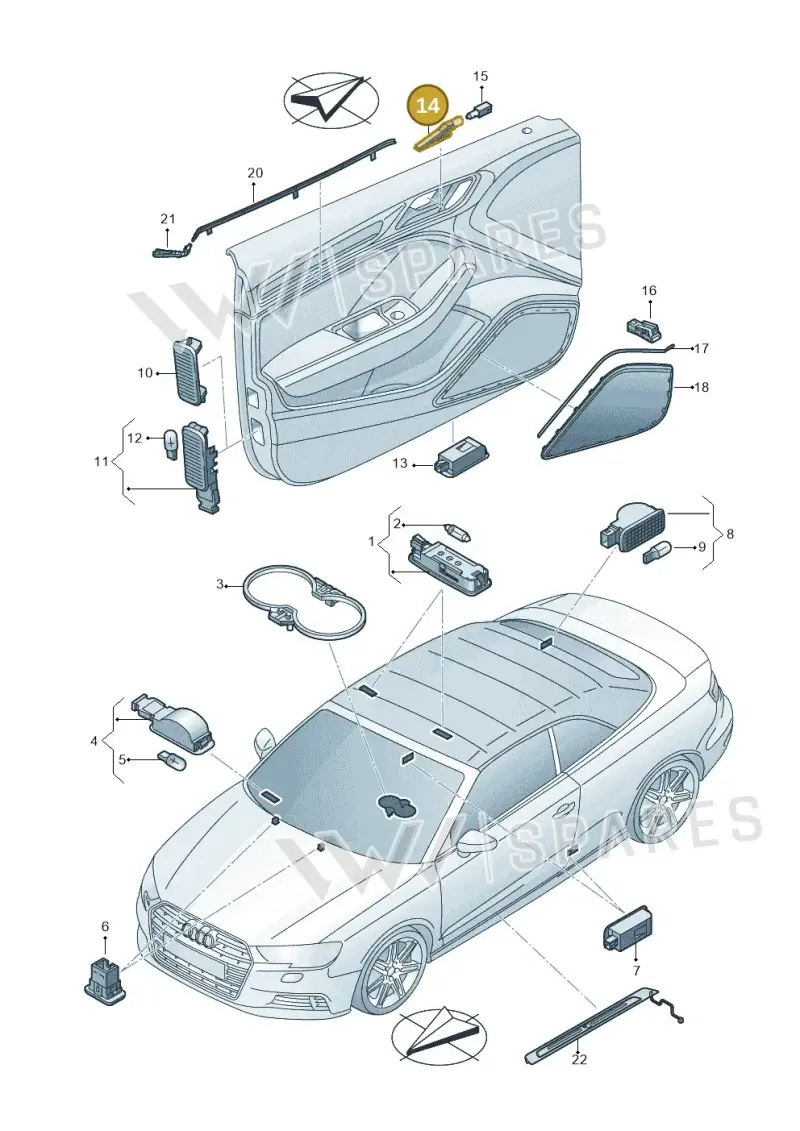 8V0919177A — Audi A3 Cabrio (2016-2020) diagram 891947100, position 14