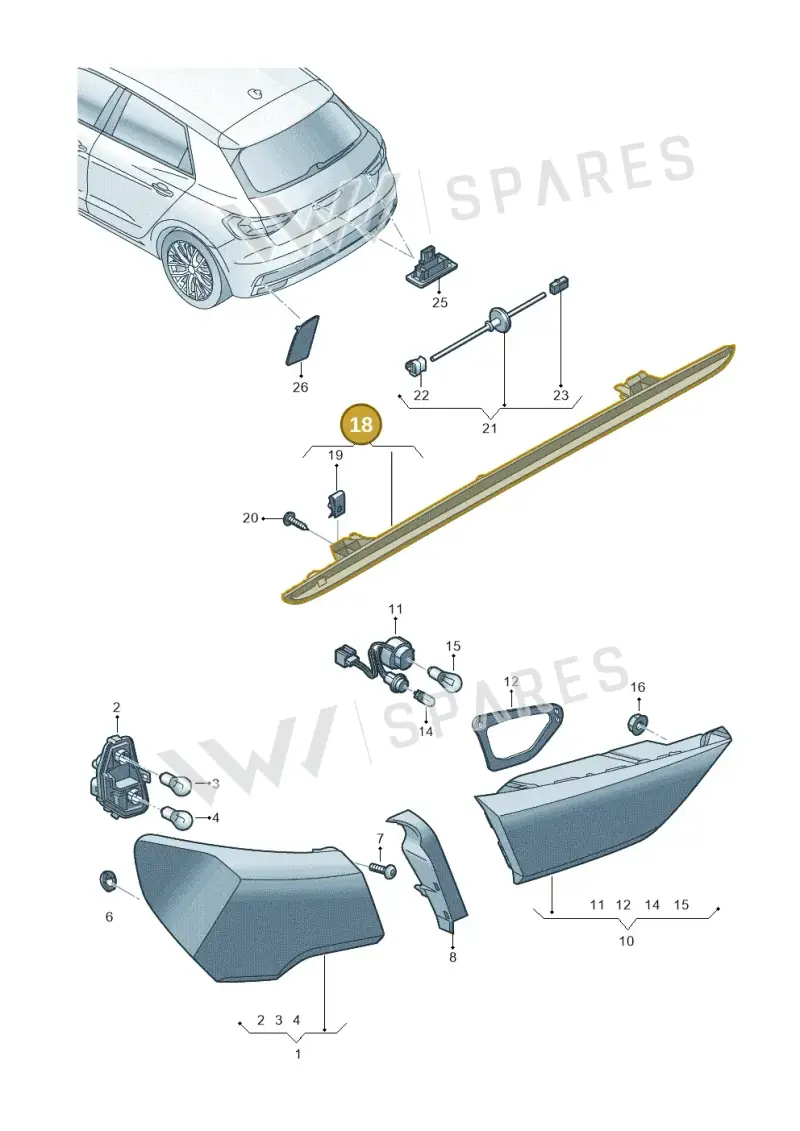 8V0945097D — Audi A1 sportback 1.0 (2018-) diagram 592945000, position 18