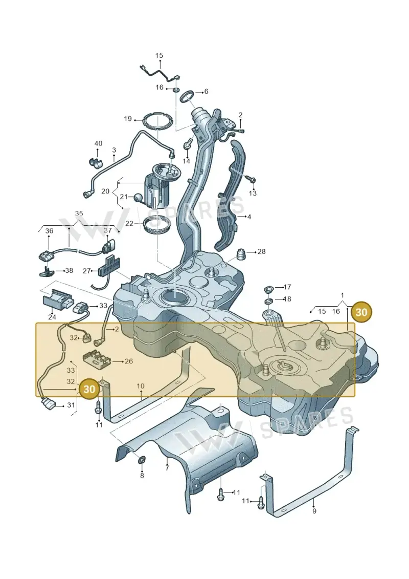 8V0971727A — Audi TTRS Coupe (2016-2023) diagram 898201250, position 30