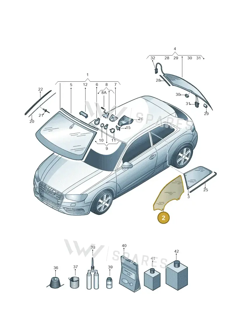 8V3845202A — Audi A3 Sportback (2016-2020) diagram 745845000, position 2