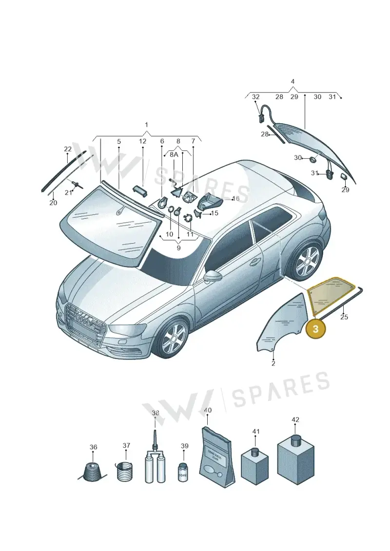 8V3845300FNVB — Audi A3 Sportback (2016-2020) diagram 745845000, position 3