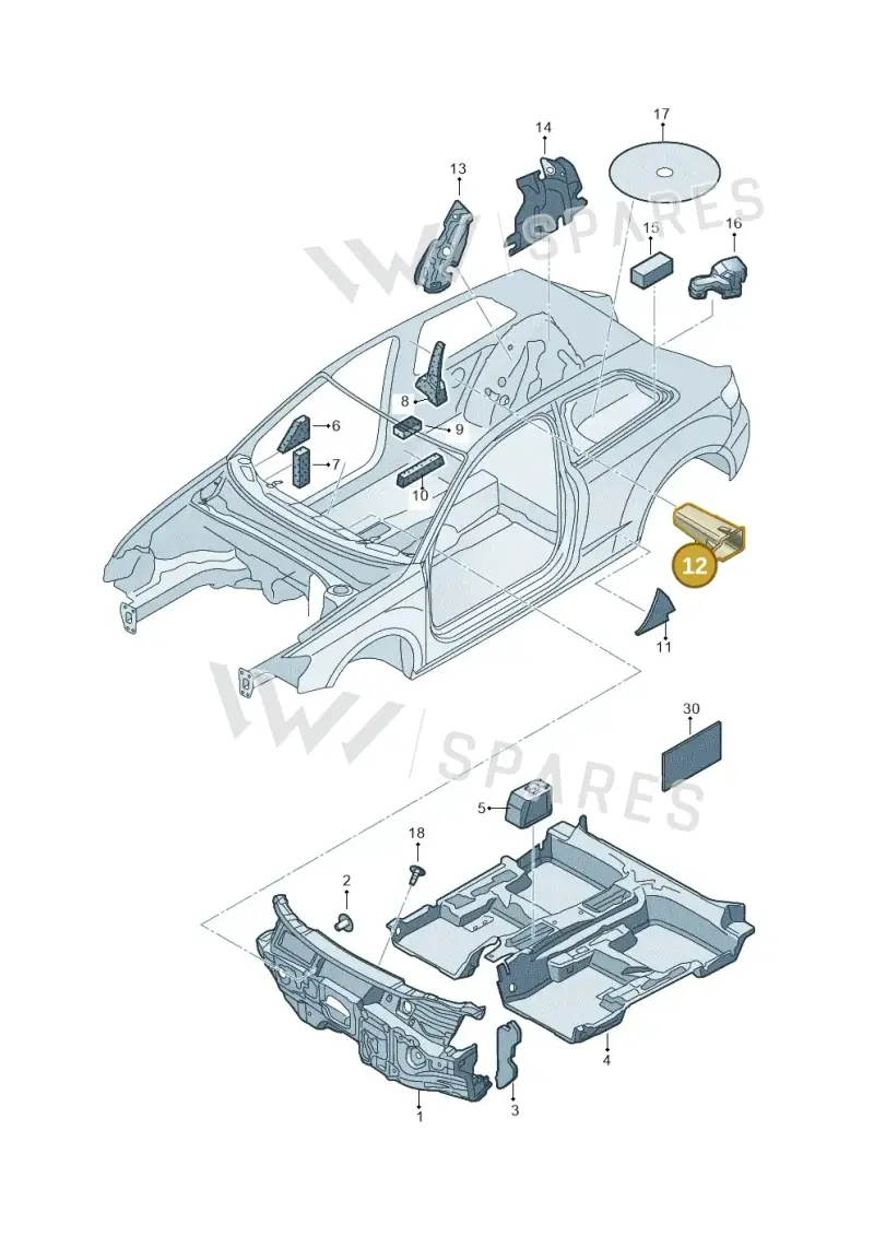 8V3860029 — Audi A3 Sportback (2016-2020) diagram 890863200, position 12