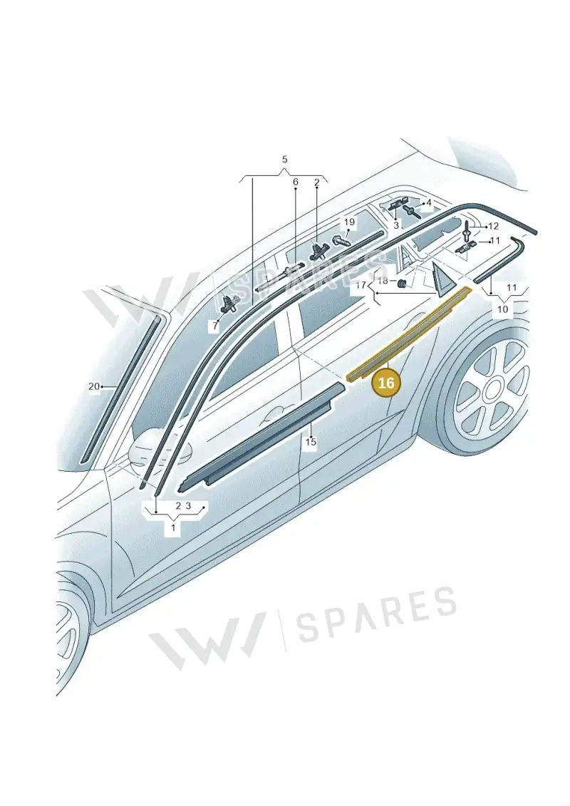 8V4853763AT94 — Audi A3 Sportback (2016-2020) diagram 890853250, position 16