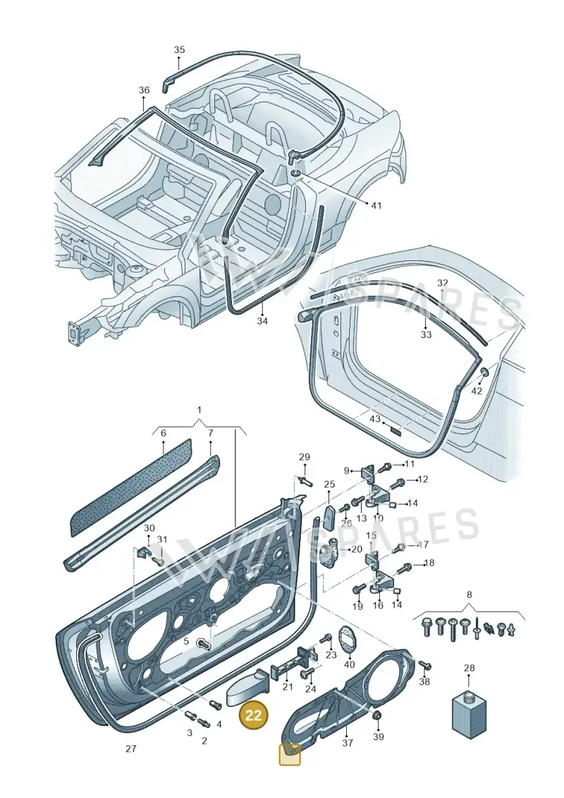 8V5837267 — Audi TT RS (2016-2023) diagram 850831100, position 22